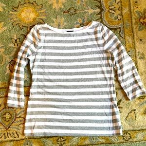 Talbots Silver & White Striped Tee